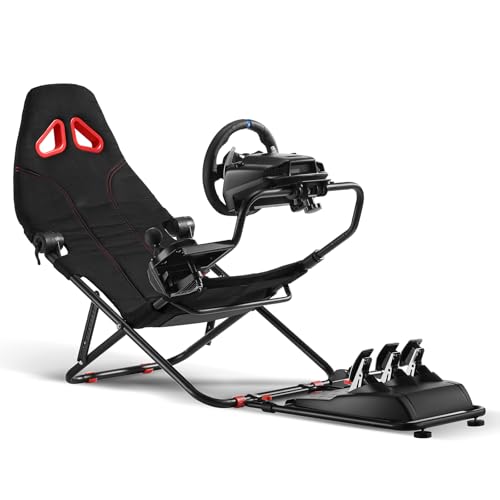 RACGTING Racing Simulator Cockpit for G920 G29 G923, Foldable Racing Simulator for Thrustmaster T248X T248 T300 T150 458 TX Xbox PS5 PS4 PC (Black) -