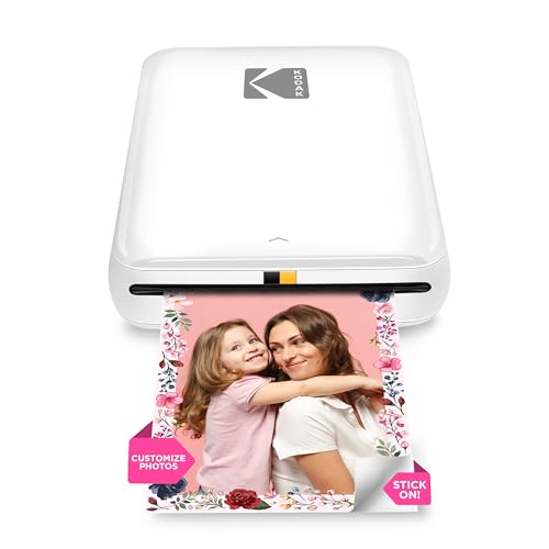 KODAK Step Instant Smartphone Photo Printer - Portable Mini Color Wireless Mobile Printer - Zink 2x3” Sticky-Back Photos - Bluetooth Compatible with iOS & Android Devices - Fun Editing App - White -