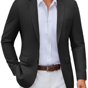 COOFANDY Mens Casual Blazer Lightweight Sports Coat Slim Fit Suit Jackets for Business Casual Daily Wear Black -