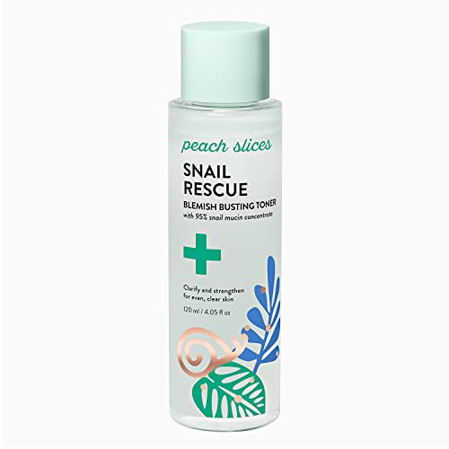 Peach Slices | Snail Rescue Blemish Busting Toner | 95% Snail Mucin | Pore Cleaner | Hydrates & Balances | Korean Skin Care | CICA | Hyaluronic Acid | Non-Comedogenic | Cruelty-Free | 4.05 oz -