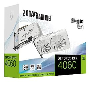 Zotac GAMING GeForce RTX 4060 8GB Twin Edge OC White Edition DLSS 3 8GB GDDR6 128-bit 17 Gbps PCIE 4.0 Compact Gaming Graphics Card, SPECTRA RGB Lighting, ZT-D40600Q-10M -