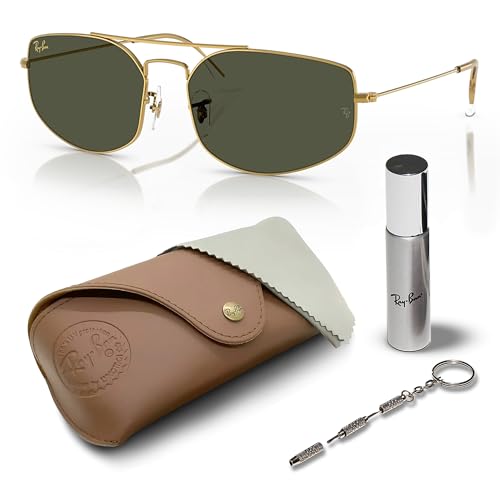 RAY-BAN RB3845 EXPLORER V Pillow Shape Sunglasses with Official Eyewear Care Kit Bundle -