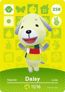 Daisy - Nintendo Animal Crossing Happy Home Designer Amiibo Card - 258 -