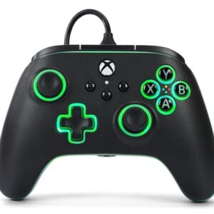 PowerA Advantage Wired Controller for Xbox Series X|S with Lumectra - Black, gamepad, wired video game controller, gaming controller, works with Xbox One and Windows 10/11, officially licensed -