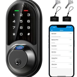 Veise RZ07 Smart Lock, Fingerprint Door Lock, 7-in-1 Keyless Entry with App Control, Electronic Touchscreen Keypad Deadbolt, Biometric Smart Locks for Front Door, Matte Black -