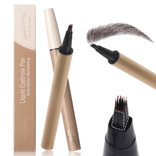 Brow-Fection Angled Brush Eyebrow Pen, Liquid Microblading Eyebrow Pencils for Women, Wild Natural Brow Pen for Realistic Hair-Like Brows, Easy to Color, Waterproof, Lasts All Day (03 Soft Black) -