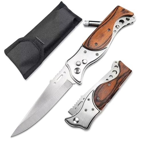 Generic AK47 Assisted Opening Folding Knives With Flashlight,Speed Safe Pocket Knife,Outdoor Tactical Hunting Fishing Knife Men's Collection Gifts, Red -