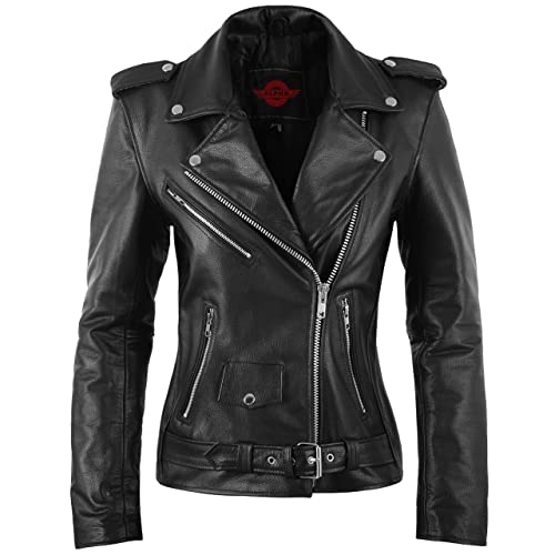 Womens Leather motorcycle Jacket (as1, alpha, l, regular, regular) -
