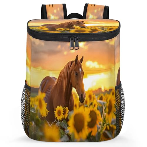 Obtravar Sunflower Horses Cooler Backpack Insulated Backpack Cooler Waterproof Leak Proof Large Capacity Cooler Bags for Picnic Camping Work Beach -