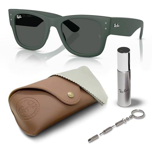 RAY-BAN RB4840S MEGA WAYFARER LITEFORCE Square Shape Sunglasses with Official Eyewear Care Kit Bundle -