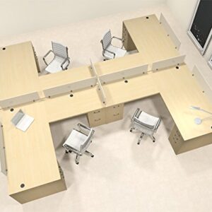 Four Person L Shaped Modern Divider Office Workstation Desk Set, CH-AMB-SP50 -