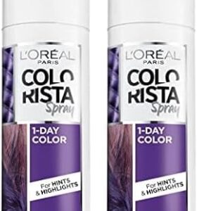L'Oreal Paris Colorista 1-Day Washable Temporary Hair Color Spray, Purple, 2 Ounces (Pack of 2) -