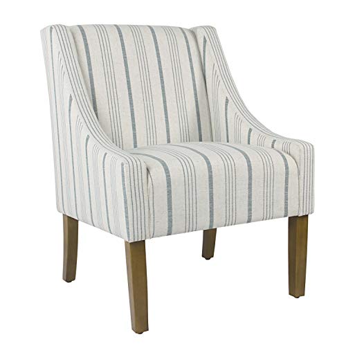 HomePop Modern Swoop Arm Accent Chair, Blue Stripes -