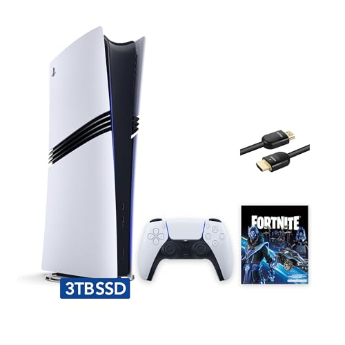 Sony PlayStation 5 Pro Upgraded 3TB Digital Edition Fortnite Cobalt Star Bundle 8K HDMI Ultra High Speed Cable - White, Flagship Pro PS5 3TB PCIe SSD Gaming Console [video game] [video game] [video game] [video game] [video game] [video game] [video game] -
