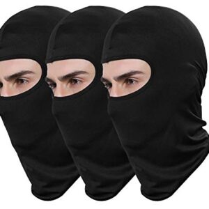 Pack of 3 Black Ski Mask Bandana Face Hat for Outdoor Airsoft Motorcycle Hood Helmet (Black) -