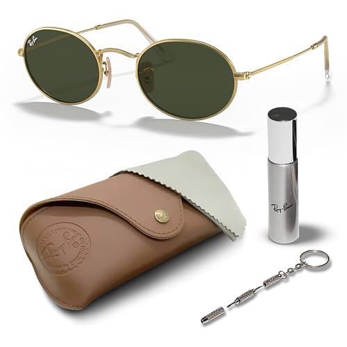 RAY-BAN RB3547 OVAL METAL Oval Shape Sunglasses with Official Eyewear Care Kit Bundle -
