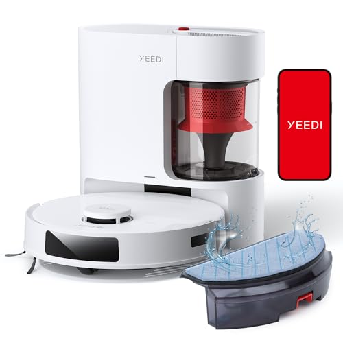 Yeedi C12 Plus Robot Vacuum and Mop, 8000Pa Strong Suction, 7-Week Dust Storage, Bagless Dust Bin, PureCyclone Tech, ZeroTangle Brush, White -