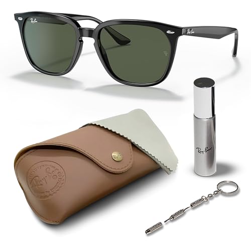 RAY-BAN RB4362 Square Shape Sunglasses with Official Eyewear Care Kit Bundle -
