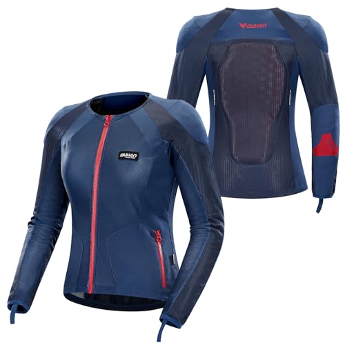 DUHAN Motorcycle Jacket Women with CE Level 2 Armored Summer Mesh Motorcycle Shirt for All Seasons Adventure/Motorbike/Riding (US, Alpha, Small, Regular, Regular, Blue) -