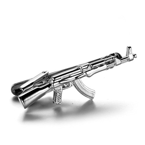 Salutto Tie Bar Mens Tie Clip Special Shape Shirt Tie Bar Clip (AK47 Gun) -