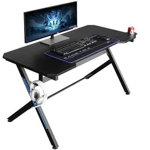 JJS 48" Home Office Gaming Computer Desk with Cable Management, R Shaped Large Gamer Workstation PC Table with Cup Holder Headphone Hook Mouse Pad, Black Manufacturer Brand Name -