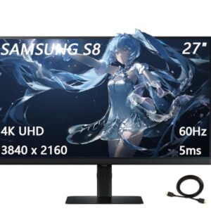 SAMSUNG 27" ViewFinity S8 Series 4K UHD High Resolution Computer Monitor, Height Adjustable Stand, DisplayPort, HDR10, HDMI, USB, Black, 60Hz, 5ms, with HDMI Cable -
