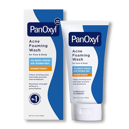 PanOxyl Acne Foaming Wash Benzoyl Peroxide 10% Maximum Strength Antimicrobial, 5.5 Oz -