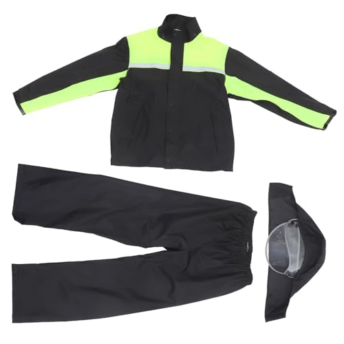 OUNONA 1set Outdoor Rain Suit for Men Rain Jacket Pants Protective Motorcycle Gear Reflective Strip Comfortable Easy to Wear for Camping Hiking and Riding -