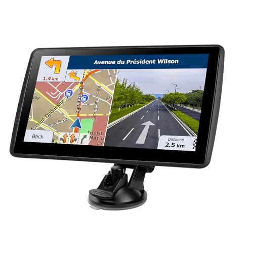GPS Navigator for Car Truck RV, Latest 2025 Map 7 inch Touch Screen Car GPS, Support Voice Turn Direction Guidance/Speed and Red Light Warning/Custom Truck Routing (Black) -