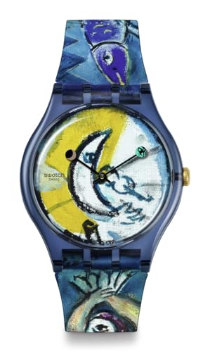 Swatch Unisex Casual Bioceramic Watch Blue Art Journey Chagall's Blue Circus -