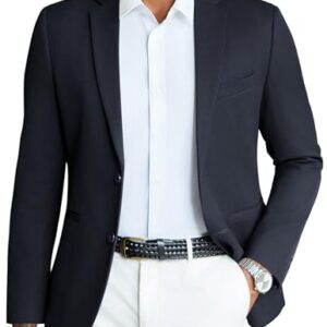 COOFANDY Men’s Sport Jacket Slim Fit Travel Blazer Wrinkle Free Stretch Suit Coat Dark Blue XL -