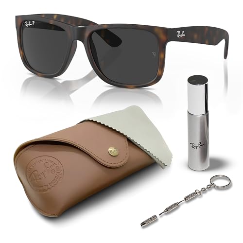 RAY-BAN RB4165 JUSTIN CLASSIC Square Shape Sunglasses with Official Eyewear Care Kit Bundle -