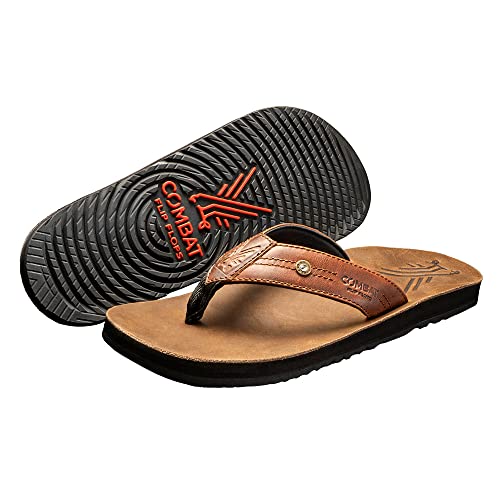 Combat Flip Flops Mens AK-47 Brown Leather Ergo- Size 11 -