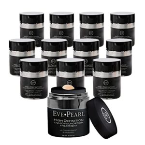 EVE PEARL HD Liquid Foundation Natural Matte Cover Everyday Long Lasting Minerals Makeup For All Skin Types 3,6,12 Value Packs (Light, Pack of 12) -