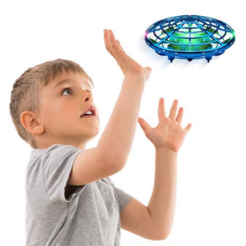 Force1 Scoot Hand Operated Drone for Kids or Adults - Hands Free Motion Sensor Mini Drones, Easy LED Indoor Rechargeable UFO Toy Flying Orb Ball Drone Toys for Boys and Girls (Blue) -