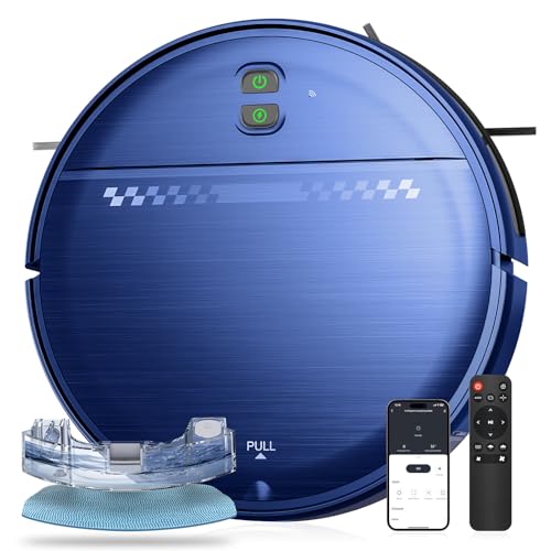 Robot Vacuum and Mop Combo, 2-in-1 Mopping Robot Vacuum Cleaner with 2300Pa Suction, 2.87'' Slim Design, Wi-Fi/App/Voice Control, 3D Obstacle Avoidance&Self-Charging for Hard Floors, Carpets, Pet Hair -