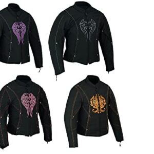 MOTORCYCLE WOMEN RIDING SUMMER JACKET WATERPROOF (EM10371), Black/Pink, 4X-Large -