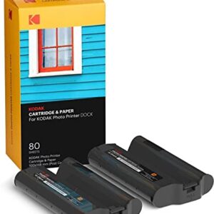 KODAK Dock Plus & Dock Photo Printer Cartridge PHC-80 – Cartridge Refill & Photo Paper- 80 Pack -