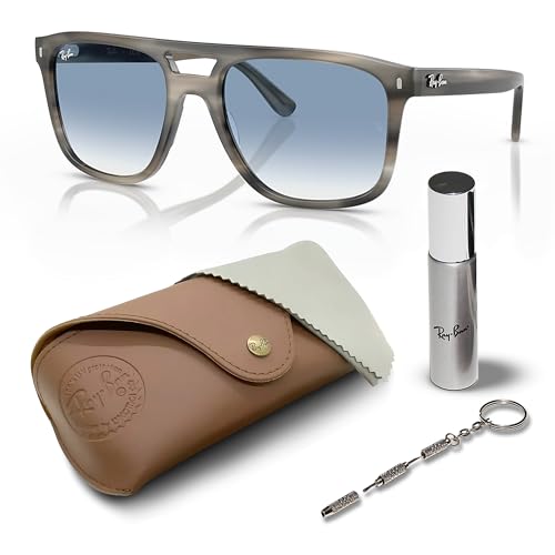 RAY-BAN RB2213 Square Shape Sunglasses with Official Eyewear Care Kit Bundle -