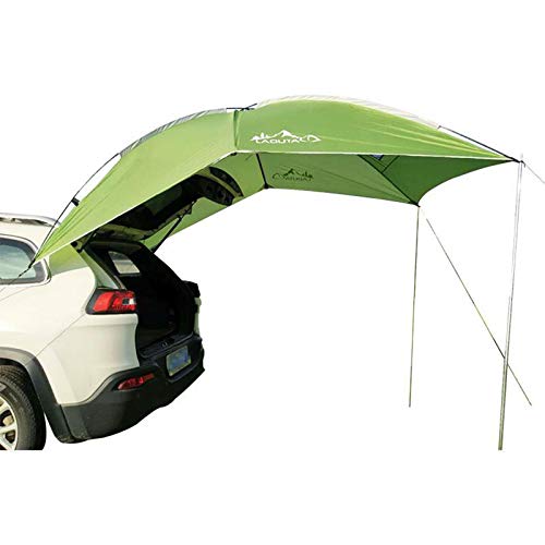 SUV car Camping Tent, Tailgate Tent Windproof 9.18x6.23ft Instant Shelter with Fiberglass Poles, 190T PU3000 Rainfly for Camping/Fishing, Fits Trucks & SUVs (Green, 4 Person, Quick Setup) -