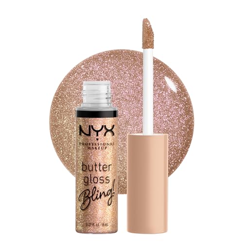 NYX PROFESSIONAL MAKEUP Butter Gloss Bling Lip Gloss, Non Sticky and Shiny Vegan Lip Makeup - Bring The Bling -