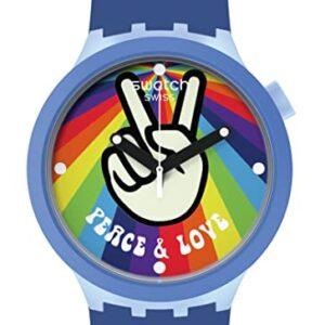 Swatch Unisex Casual Blue Watch Bioceramic Quartz Peace Hand Love -