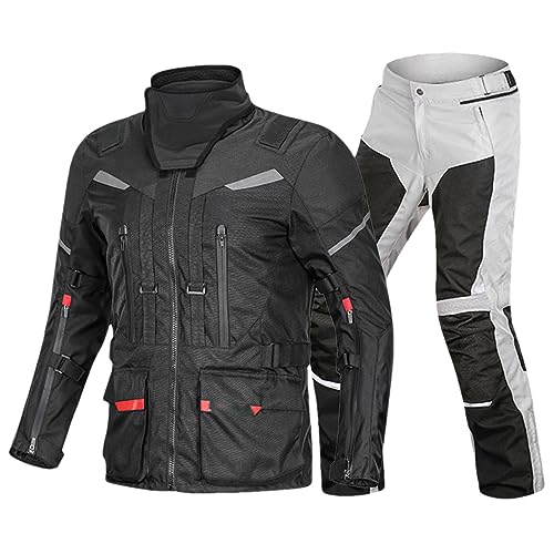 Motorcycle Jacket Pant Suit Autumn Winter Motorbike Jacket Moto Motocross Riding Clothing Protective Gear 2002 BK Suit 1 XXL -