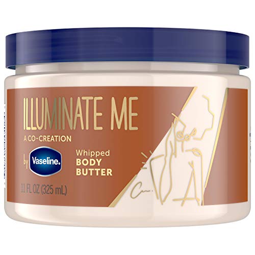 Vaseline Illuminate Me Shea Butter Whipped Body Butter for Melanin Rich Skin Provides 24 Hour Moisturization for Dry Skin 11 oz -