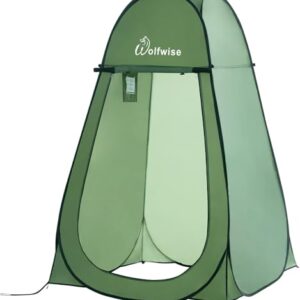 WolfWise Portable Pop Up Privacy Shower Tent, Spacious Changing Room, Dressing Room, Sun Sunshade Canopy Outdoor Rain Shelter, Backpack Privacy Shelters for Camping, Hiking, Beach, Toilet, Green -