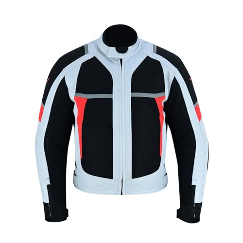 ABz Leathers Motorbike Jacket for Men - Armored Motorbike Riding Waterproof Windproof Motorcycle Jacket (US, Alpha, 3X-Small, Regular, Regular, Black & White) -