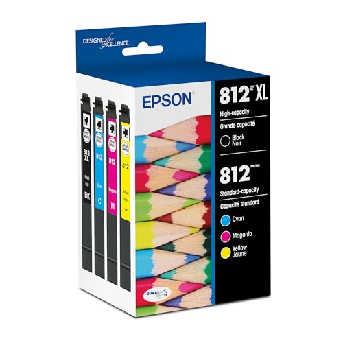 EPSON 812 DURABrite Ultra Ink High Capacity Black & Standard Color Cartridge Combo Pack (T812XL-BCS) Works with WorkForce Pro WF-7310, WF-7820, WF-7840, WorkForce EC-C7000 -