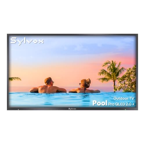 SYLVOX New 75” Outdoor Smart QLED TV, Superior Waterproof Performance, Upgraded Matte Finish for Enhanced Anti-Glare Effect, Full Metal, with Dolby Atoms, 2000nits, Full Sun Pool Pro QLED 2.0+ Series -