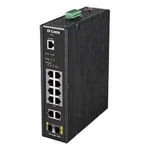 D-Link 12-Port PoE Gigabit Industrial Smart Managed Switch | 8 10/100/1000BASE-T PoE Ports (240W Budget) + 2 10/100/1000BASE-T Ports + 2 SFP Ports | Layer 2 | 6kV Surge (DIS-200G-12PS) -