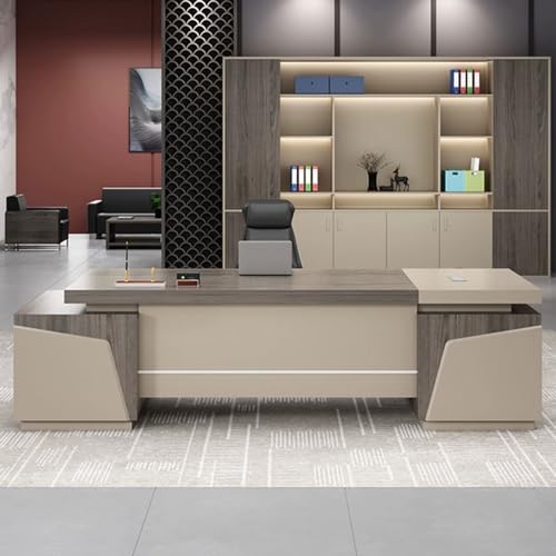 DLCQIJI L-Shaped Executive Office Desk Computer Desk with File Drawers Study Writing Table Business Furniture Set for CEO Boss -